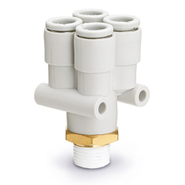 SMC Brass Fitting, 1/4 Thread, D 6 Tube.