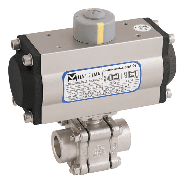Haitima 3/4" NBSW SS 3PC FSAS Ball Valve Double Acting Actuator