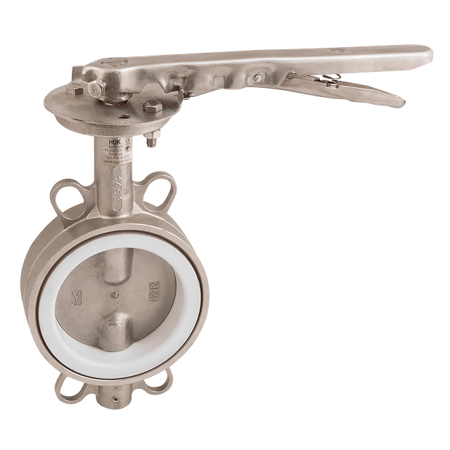 FT Pro 5" Wafer Butterfly Valve SS/SS/PT+Silicone SS Lever Operated