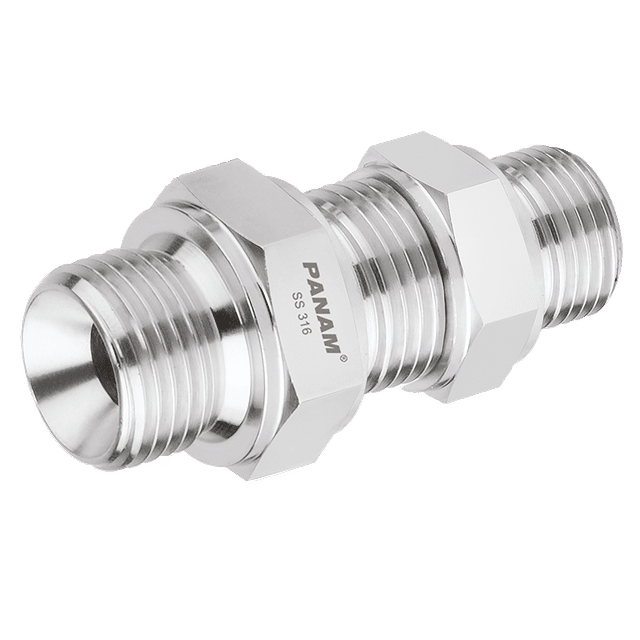 PANAM 3/8" BSP Male Bulkhead with Locknut 316 SS