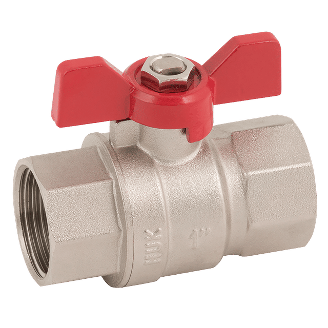 FT Pro 3/8" BSPP Brass Ball Valve Fullbore Red Wing Handle