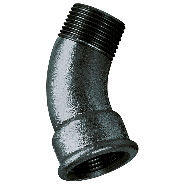 FT Pro 1/2" BSPT/P Male/Fem 45° Bend Black