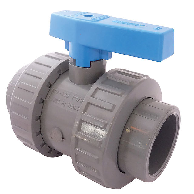 Comer ABS Std PLN Dbl Union Ball Valve VE, EPDM 3/4"