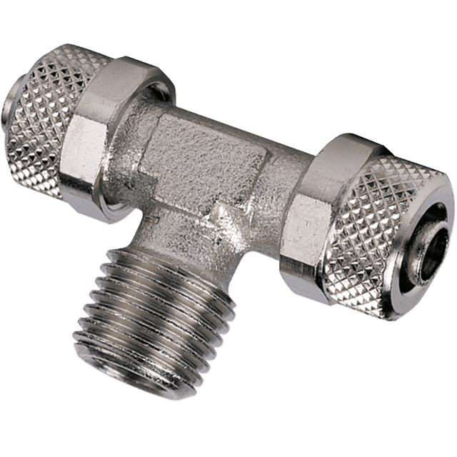 Metal Work Male Stud Tee 8/6 Hose to 1/4" BSPT