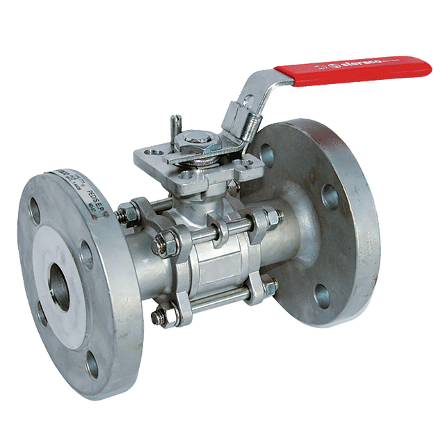 FT Pro 1.1/2" PN40 3PC Flanged FSAS Full Bore Ball Valve Dm Lv