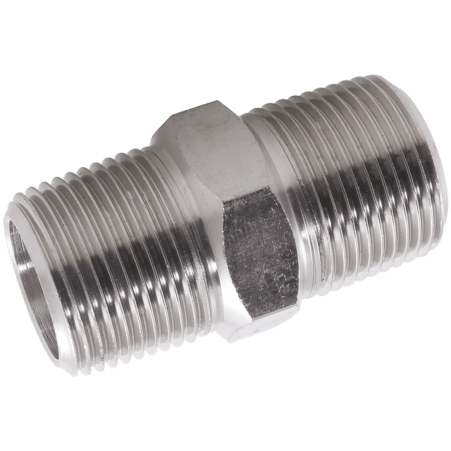 FT Pro 1" BSPT M/M Hex Nipple 3K 316/L