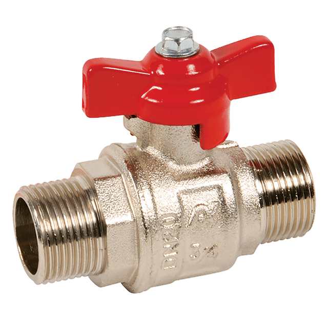FT Pro 3/8" BSPP Brass Ball Valve Red Wing Handle