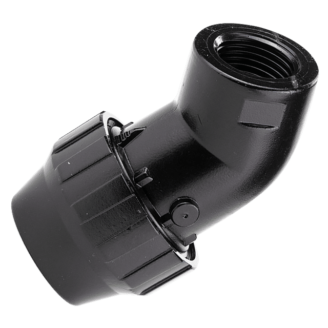Aircom 1/2" BSPPF X 20MM Tube QL 45° Elbow Aluminium
