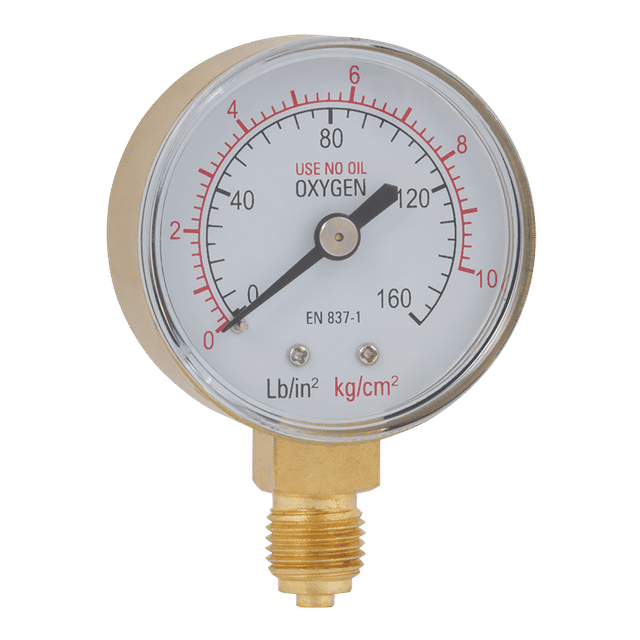 FT Pro 1/4" BSPP 50MM Oxygen Bottom Gauge 0-10 Bar