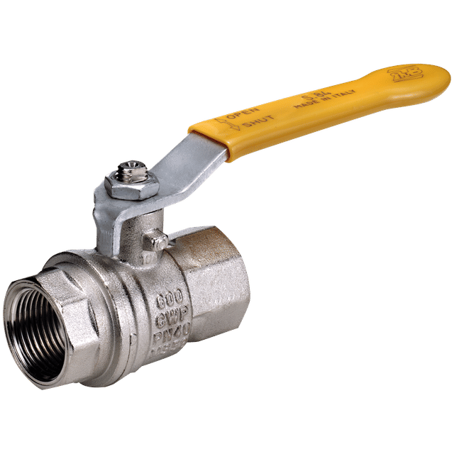 RuB Valves 1" BSPP Brass Ball Valve Gas Approved Nickel plated