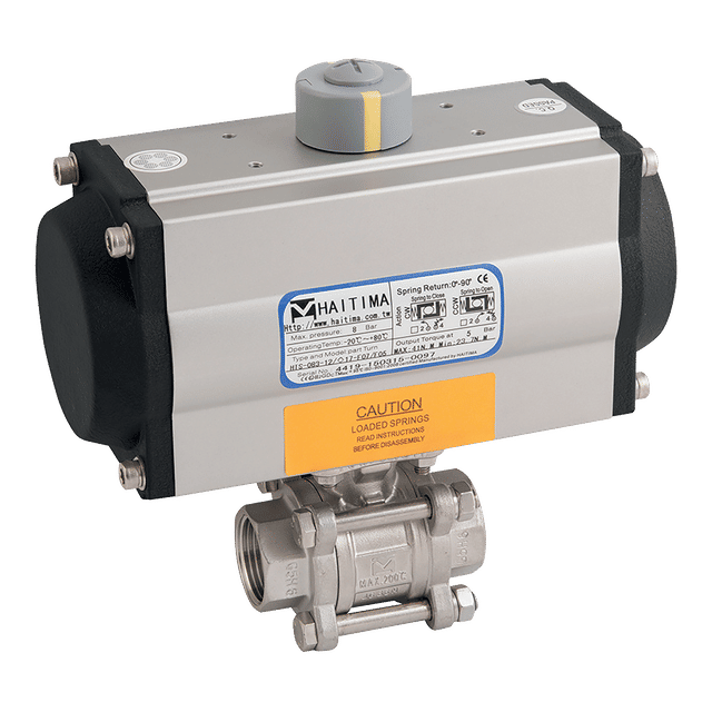 Haitima 1" BSP SS 3PC Full Bore Ball Valve F/W Single Acting Actuator