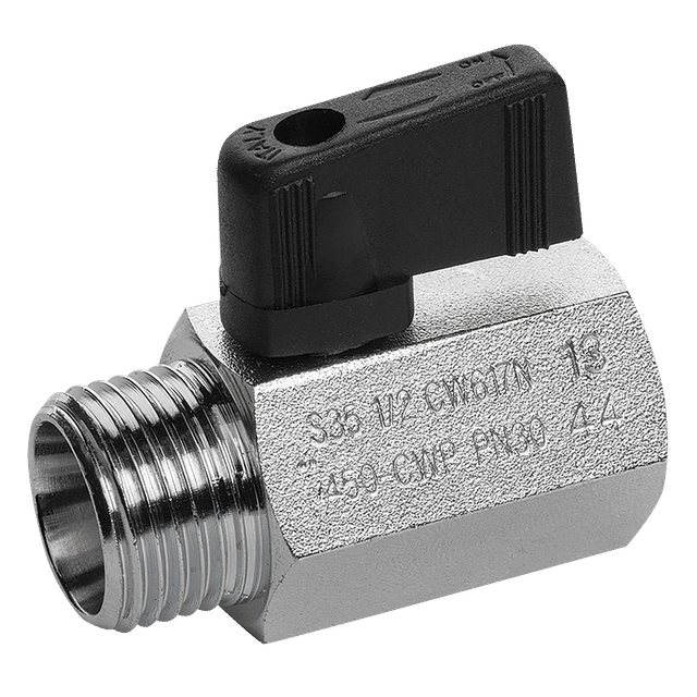 RuB Valves 3/8" BSPF X 3/8" BSPM Brass Ball Valve Black Handle