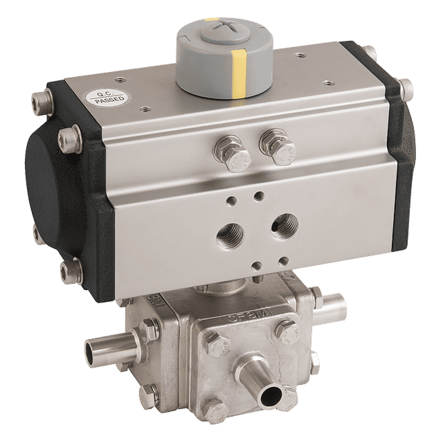 Haitima 1.1/2" OD BW SS 3WL Ball Valve F/W Double Acting Actuator