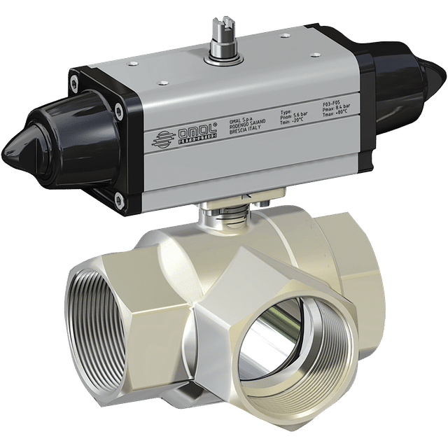 Omal 1.1/2"BSP Spring/Act SPR Return 3-Way L