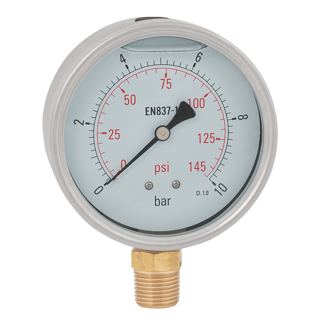 FT Pro 1/2" BSPT 100MM Heavy Duty Bottom Connection Gauge 0-2320 PSI