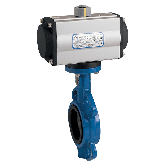 Haitima 4" Wafer Butterfly Valve Ss/NBR F/W Double Acting Actuator