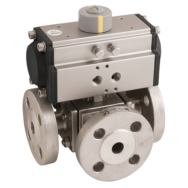 Haitima 2" PN16 SS 3WT Ball Valve F/W Double Acting Actuator