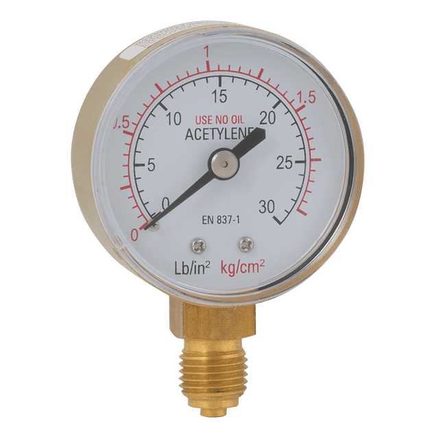 FT Pro 1/4" BSPP 50MM Acetylene Bottom Connection Gauge