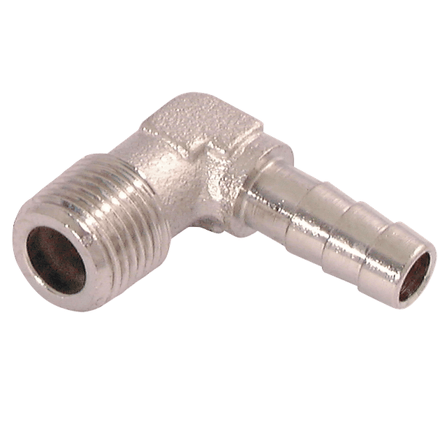 FT Pro 1/4" BSPT Male Elbow Hose Tails, Nickel Plated Brass