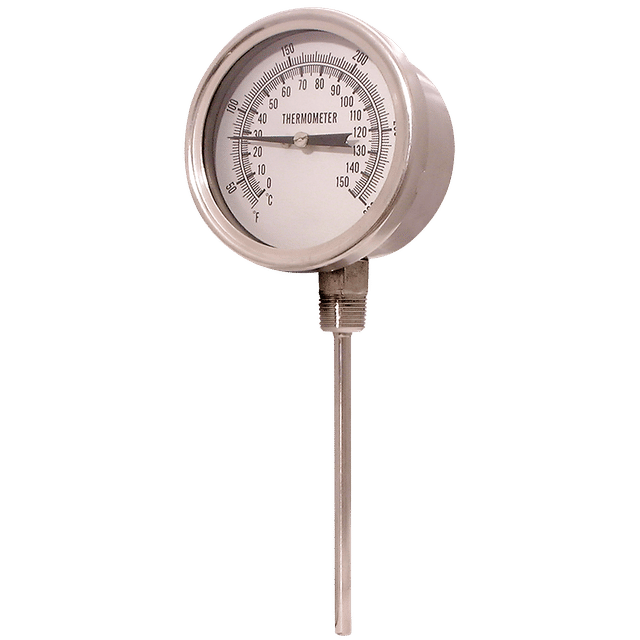 FT Pro 1/2"BSP 100MM Bottom Entry Temp Gauge 0-60C
