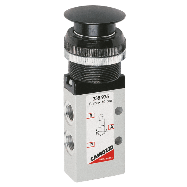 Camozzi 1/8" 3/2 Palm Switch Red