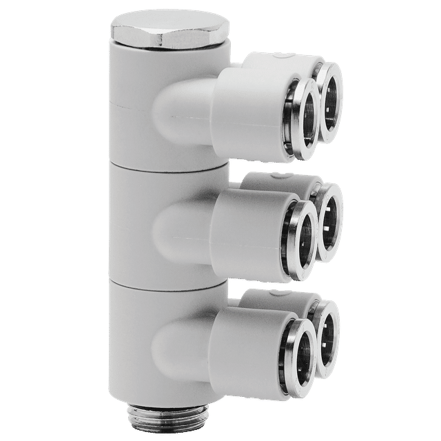 Camozzi 6MM X 1/4 BSPP TRI Adjustable Twin Banjo 6 Out