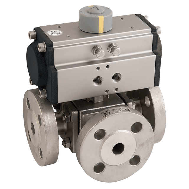 Haitima 3" PN16 SS 3WT Ball Valve F/W Single Acting Actuator