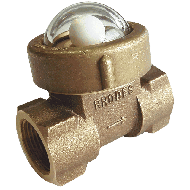Rhodes 3/4" BSPP Gun Metal Flow Indicator