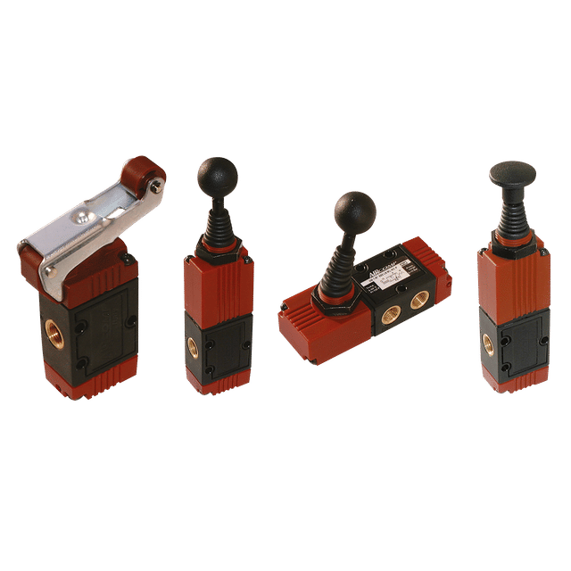 Aircomp Stampotecnica 1/8"BSP 5/3 90DEG LVR/SPRNG OPN CNTR Valve