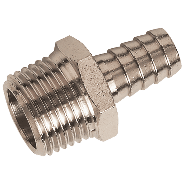 FT Pro 1" BSPT Male Straight Hose Tails, Nickel Plated Brass