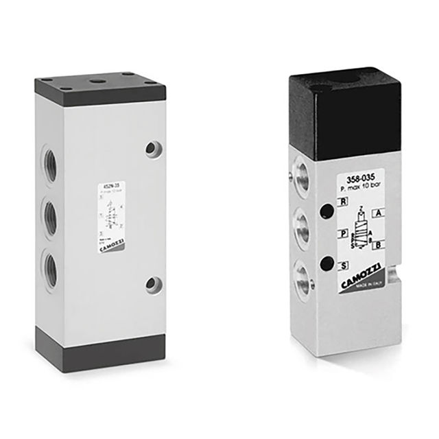 Camozzi 1/4"BSP 3/2 Inline PNEU/Spring Mono