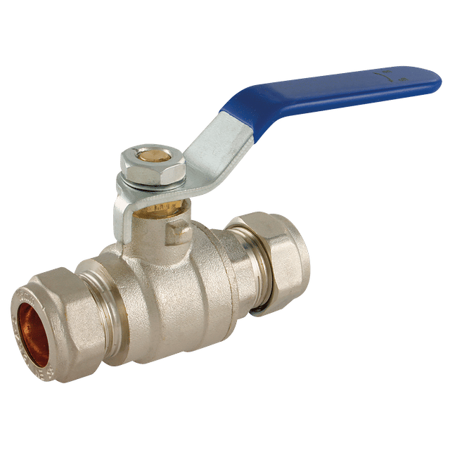 FT Pro 28MM OD Brass Ball Valve Blue Handle WRAS