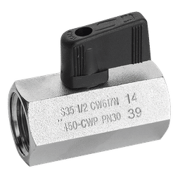 "RuB Valves 1/4"" BSPF Brass Ball Valve Black Handle Nickel plated"