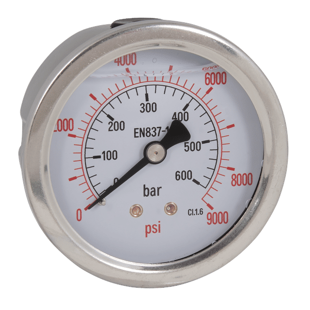 FT Pro 1/4"BSPP 63MM Centre Back Glycerine Gauge 0-1000 PSI