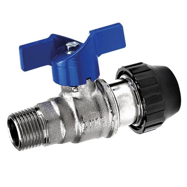 Aircom 1/2"BSPTM X 16MM NB Brass Ball Valve Brass Nickel Plated