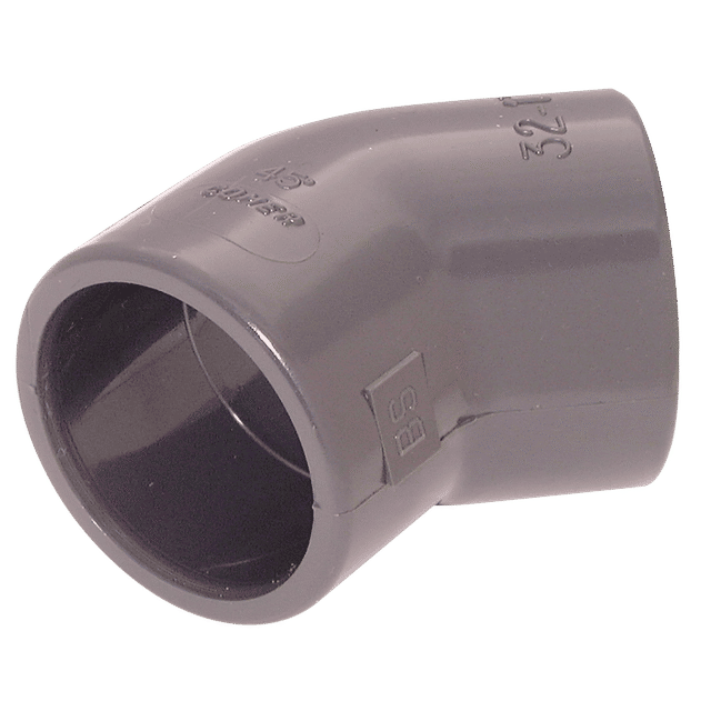 Comer 1" ID Solvent Elbow 45° UPVC Dark Grey