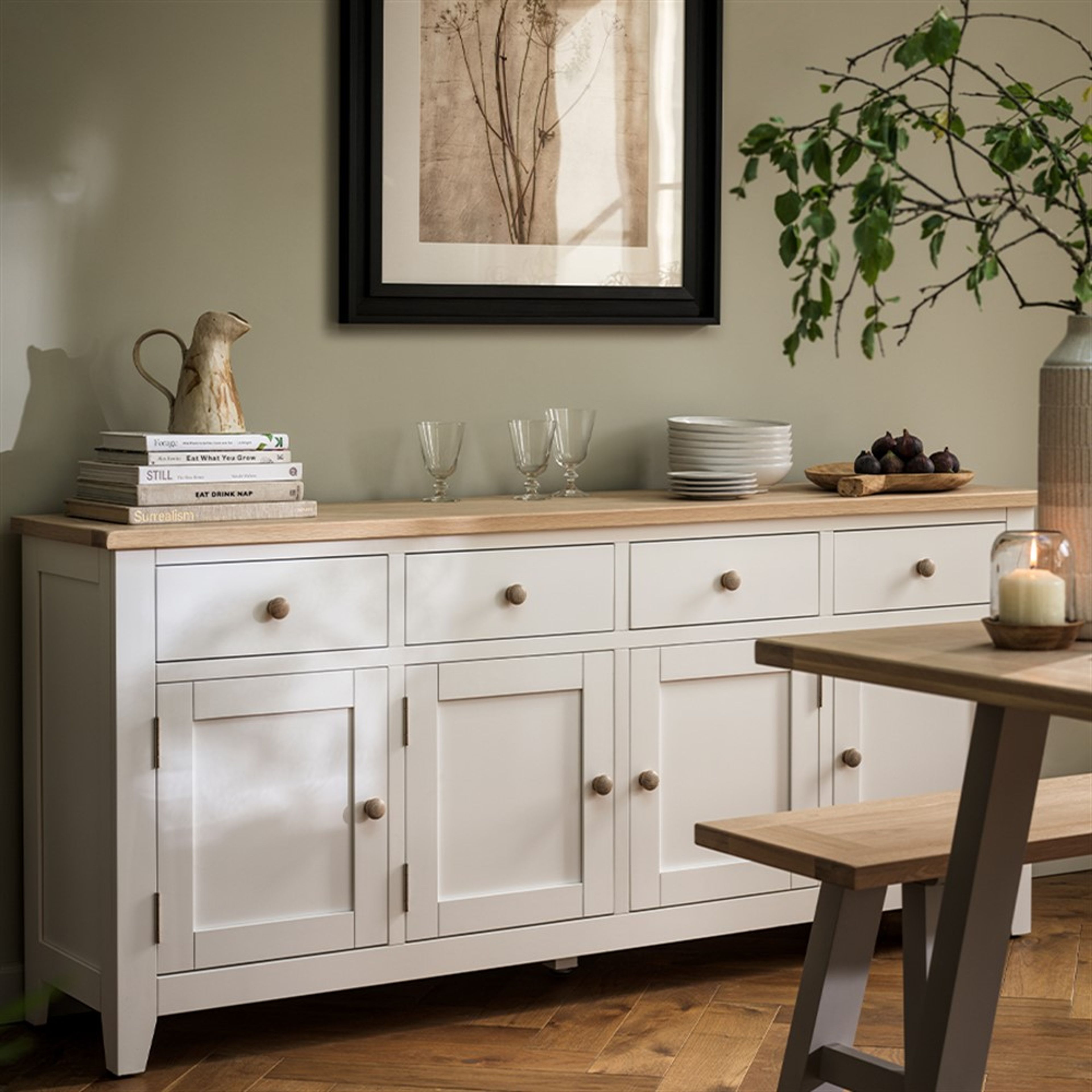 Painted White Oak Sideboards Chester Pure White Extra Large