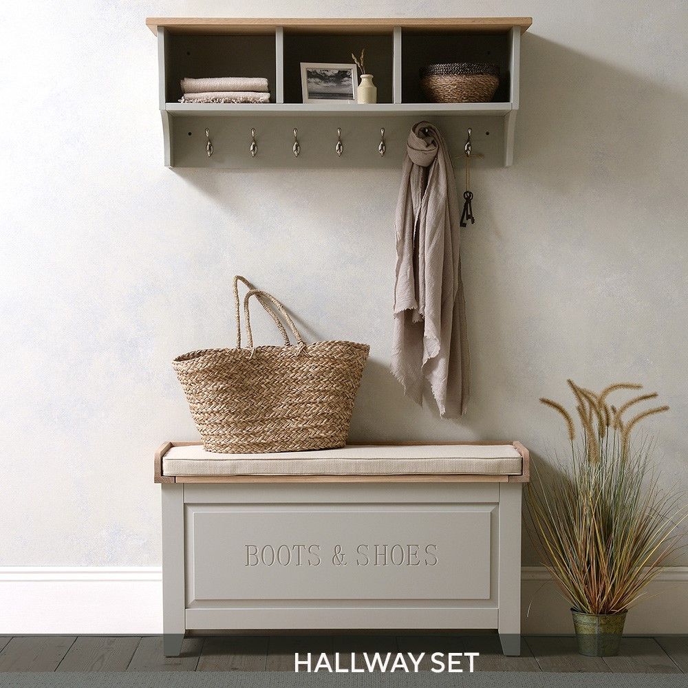 Hallway Shoe Storage Boot Bench With Coat Rack Chester Dove Grey