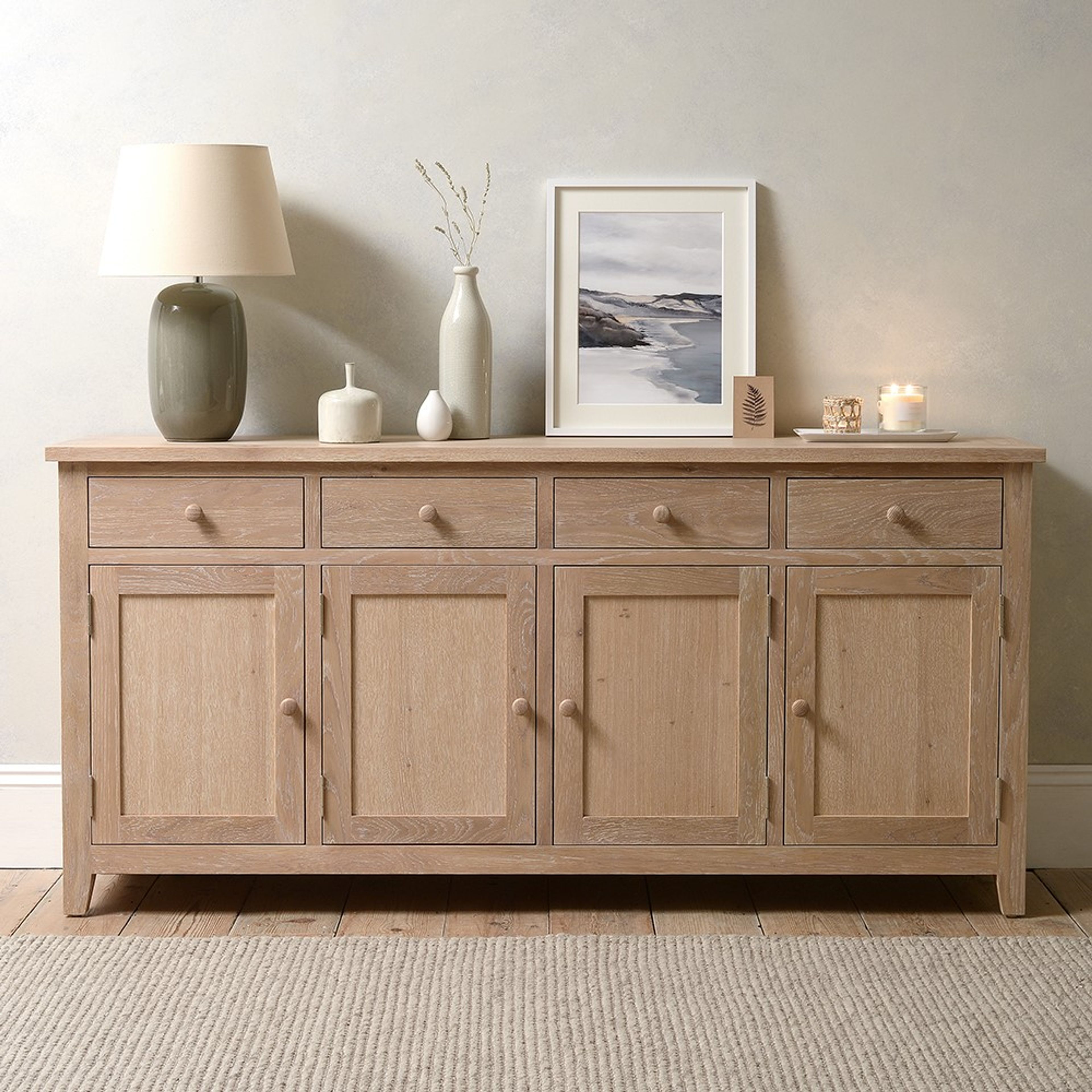 Inglesham Whitewash Oak Extra Large Sideboard The Cotswold Company