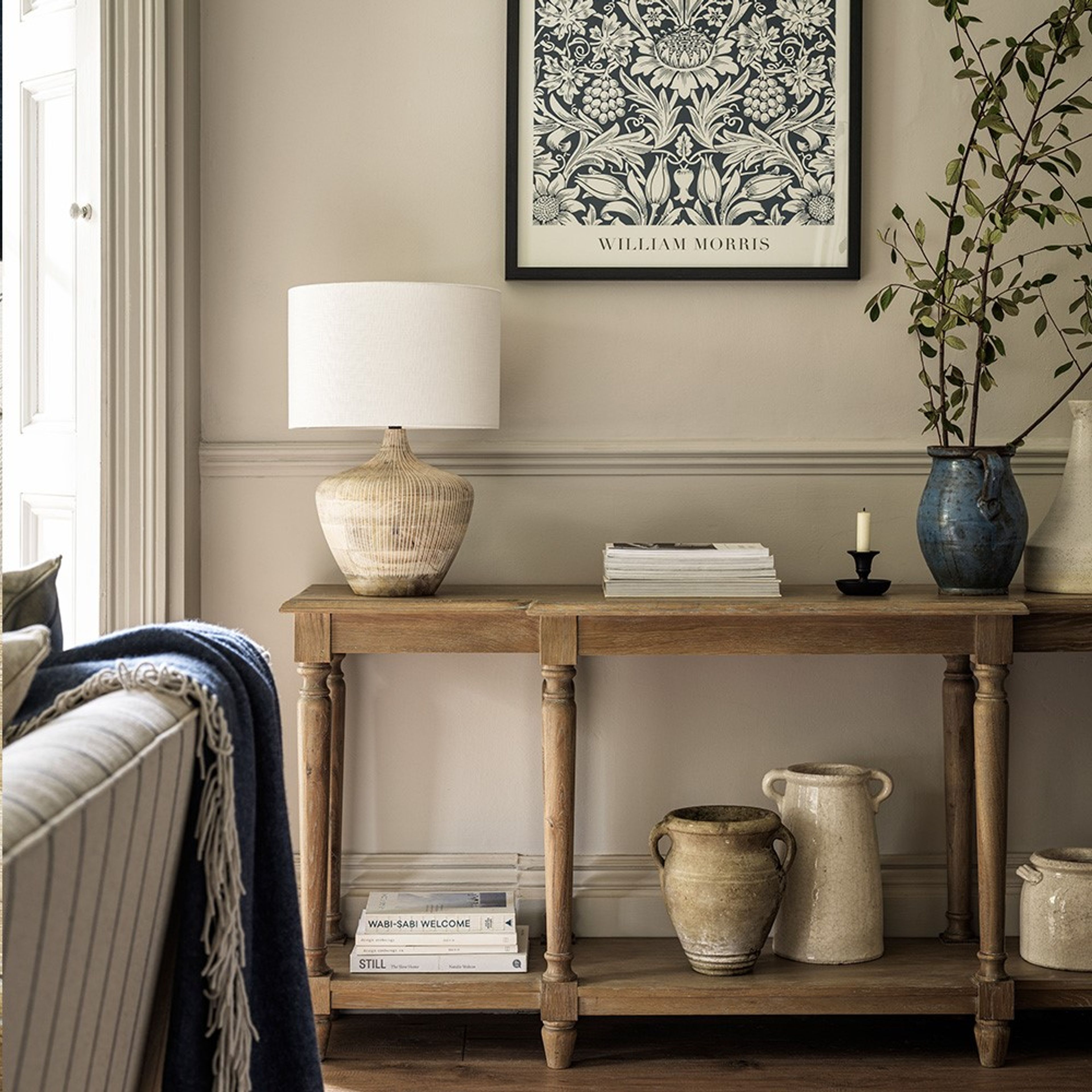 Camille Limewash Oak Large Console Table