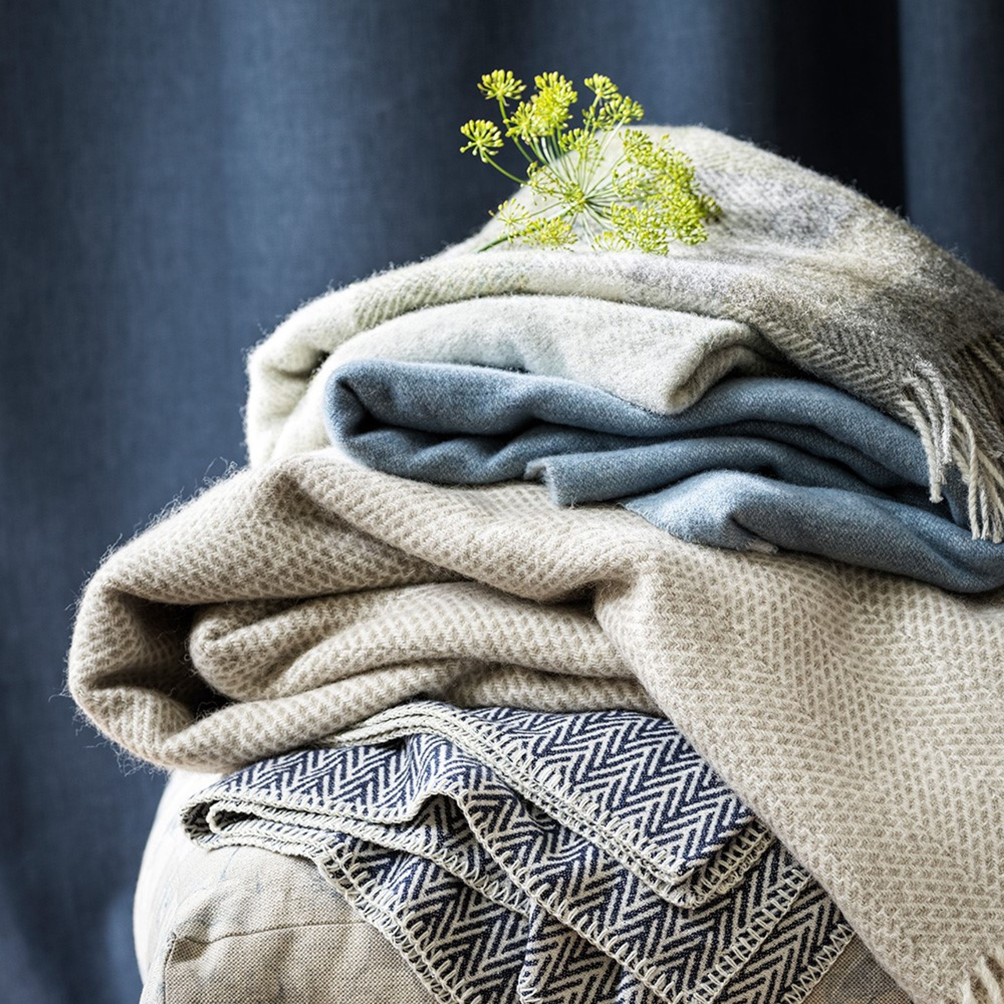 Modern Cotton Cashmere Blanket Throw With Cashmere Sky Blue The