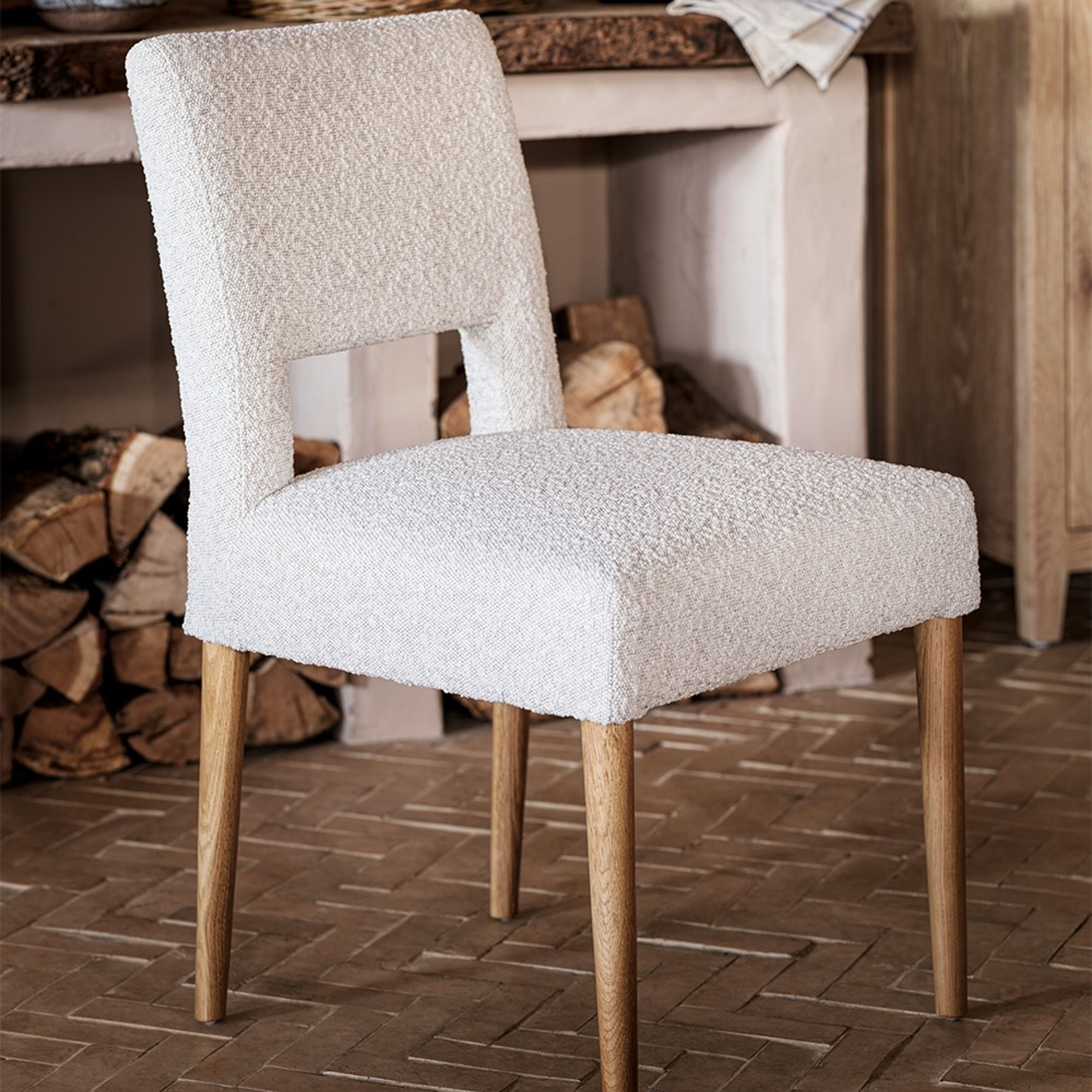 Berkeley Nordic Oak Boucle Dining Chair Natural The Cotswold