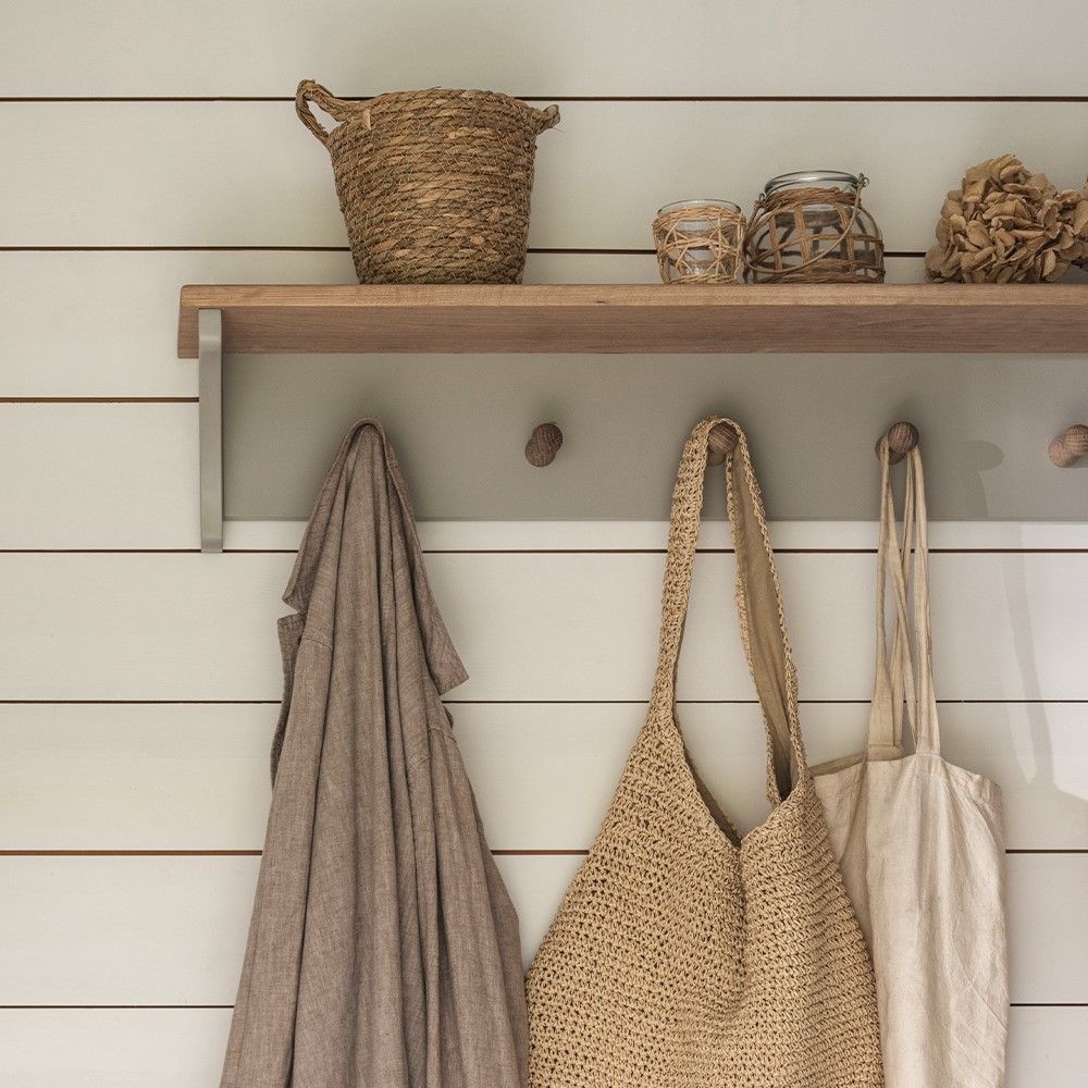 Chester Dove Grey Coat Peg Shelf (96cm)