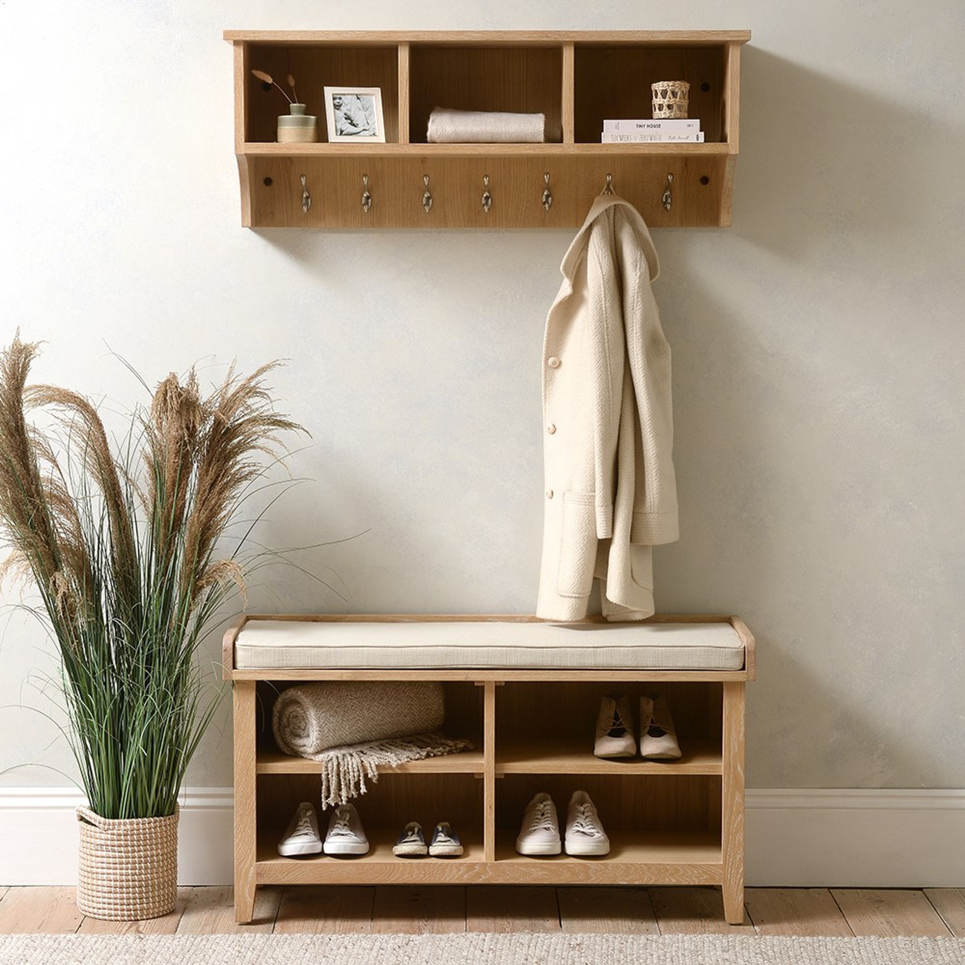 Inglesham Whitewash Oak Shoe Storage Bench The Cotswold Company