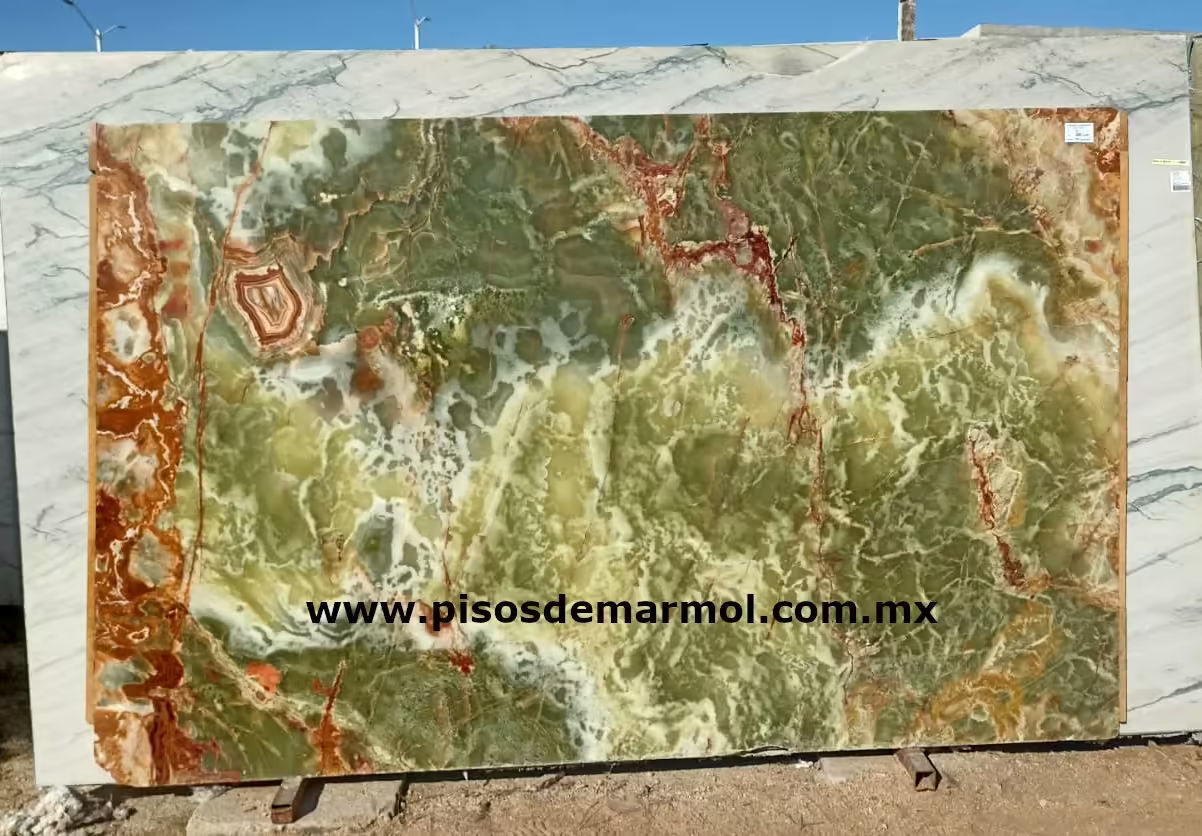 Lámina de ónix verde para mesas, muros retroiluminados, barras y proyectos decorativos