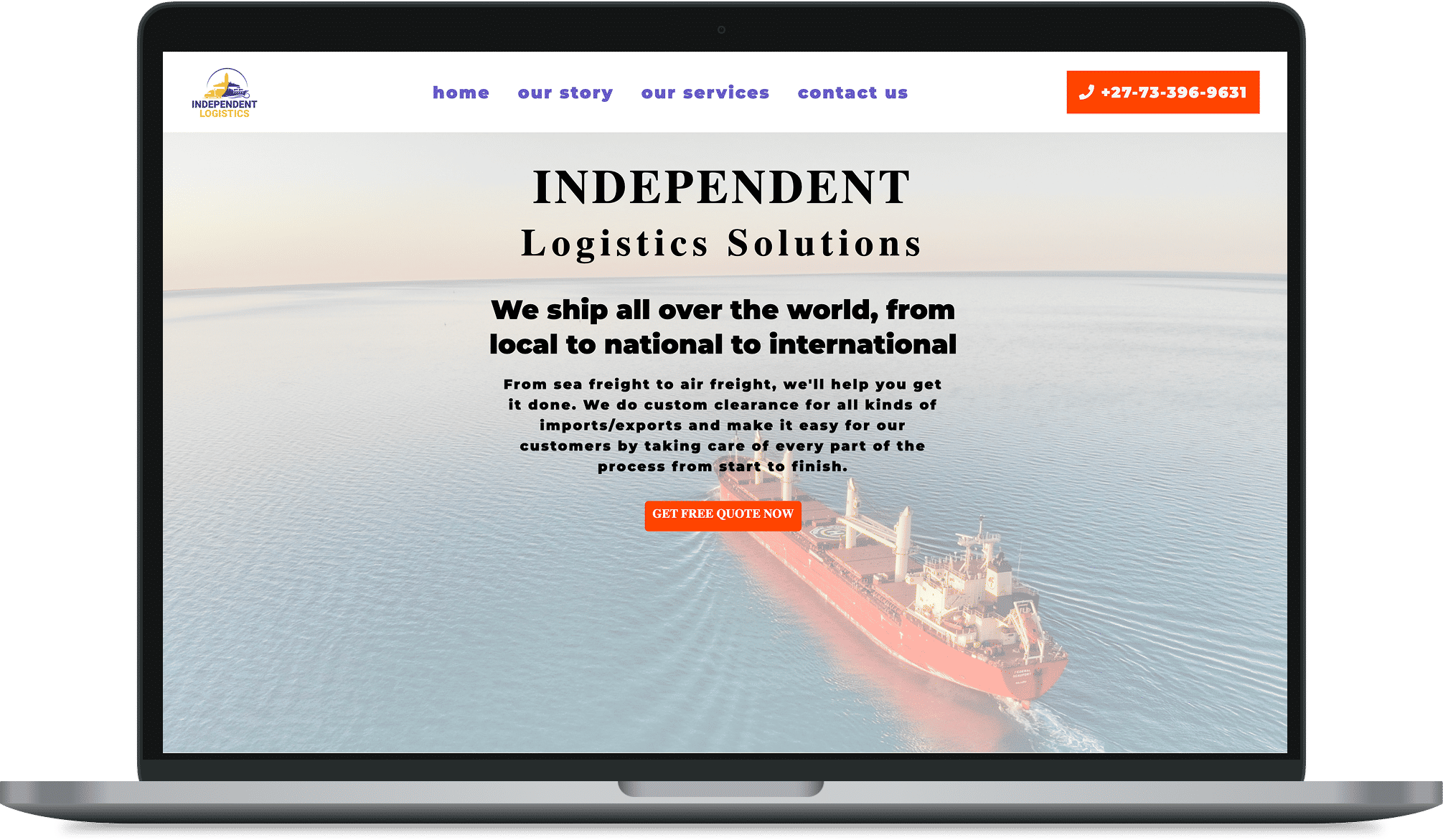Independence Logistics business website design portfolio project mockup