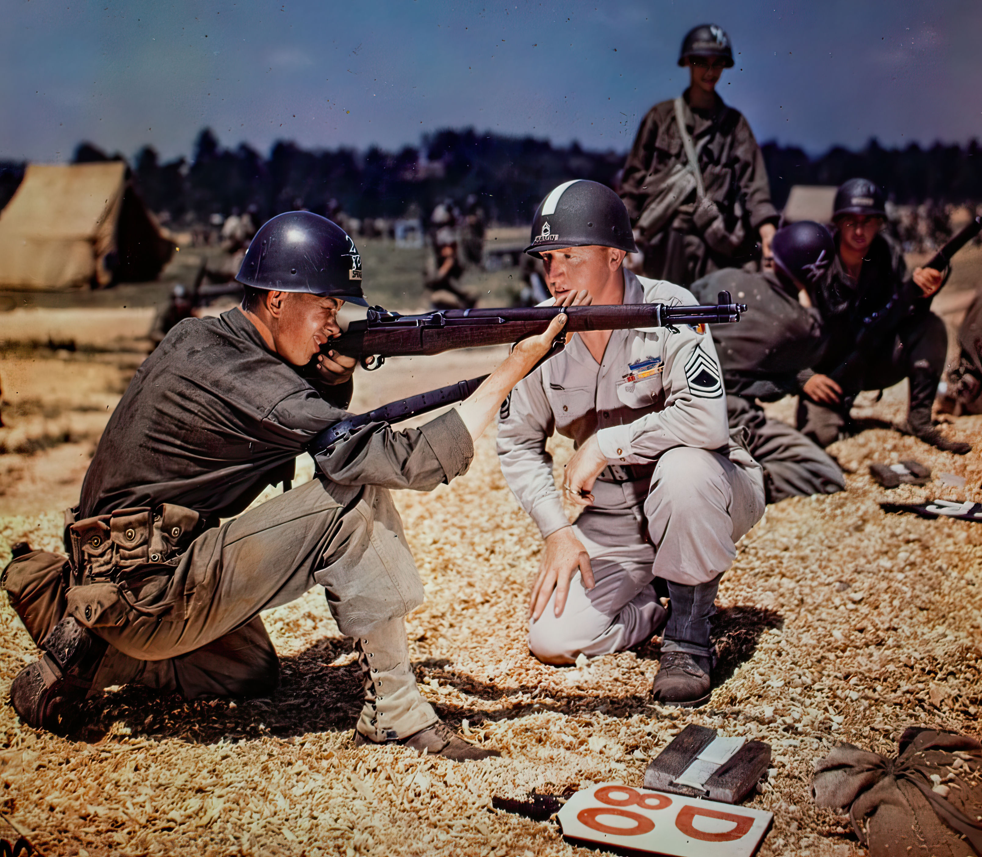 Soldiers firing rifles at shooting range