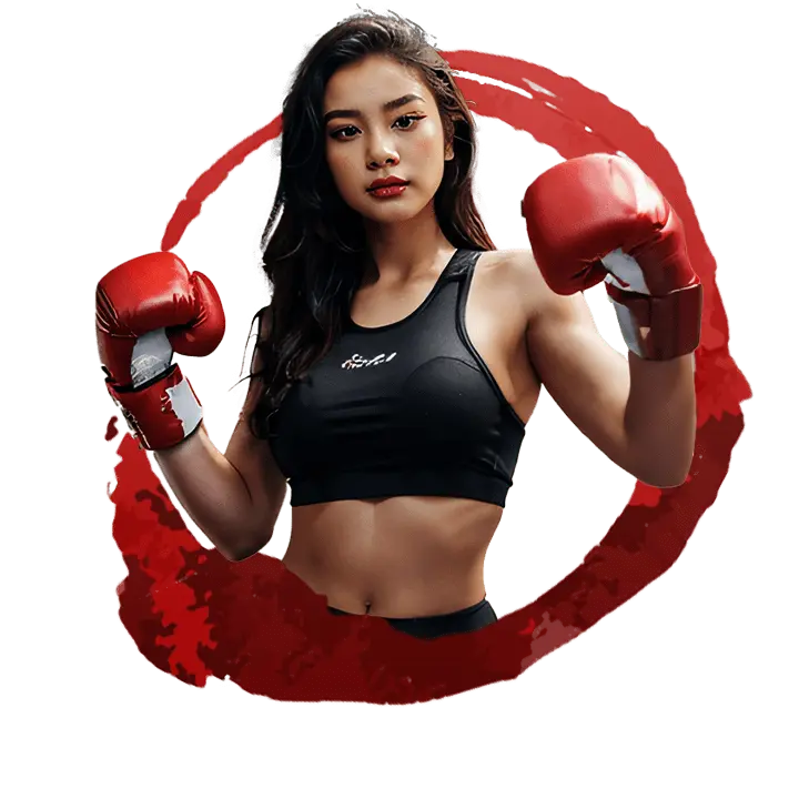 ảnh cô gái xinh đẹp đeo găng boxing chuẩn bị tập kickfit