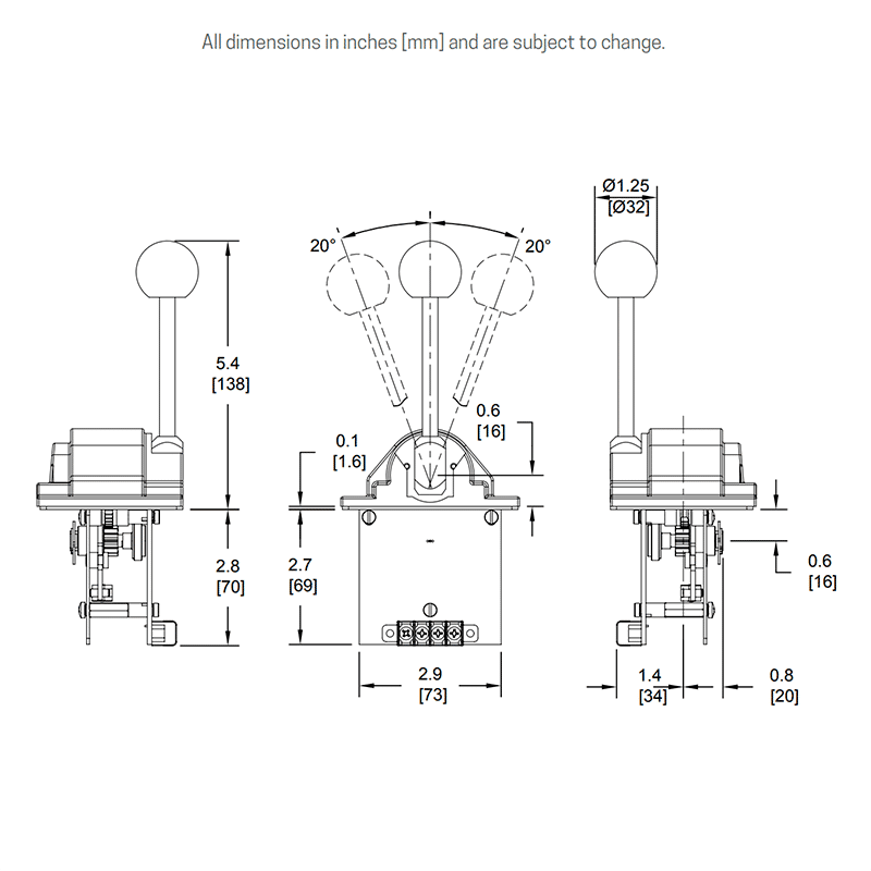 PRO5 Industrial / Hydraulic SingleAxis Joystick Controllers J.R