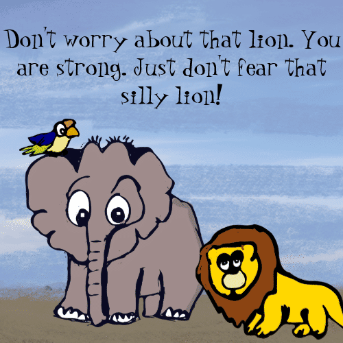 Cartoon Elephant And The Lion